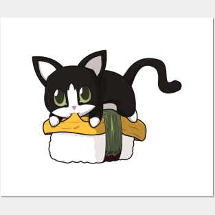 Tuxedo Cat tamago Sushi Posters and Art